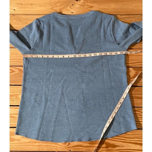 NEW Candace Cameron Bure Long Sleeve Top Size Medium Women’s Blue Waffle Knit - Picture 6 of 8